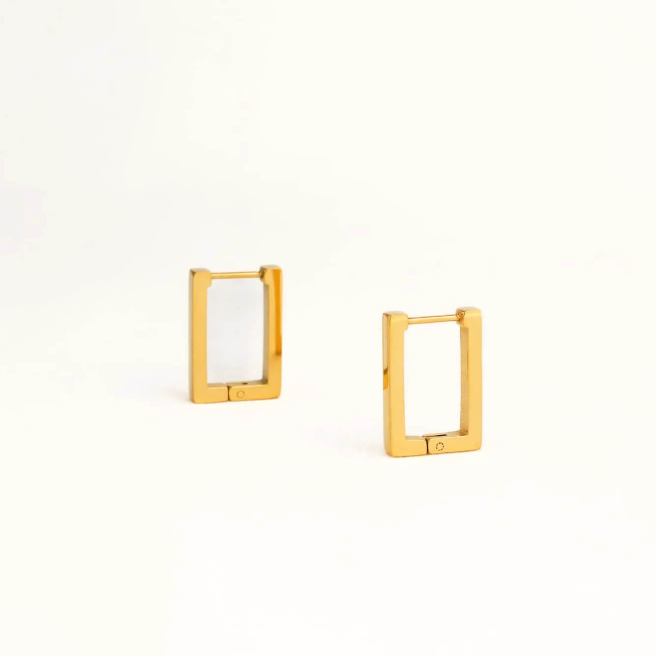 Block Hoop Earrings Gold