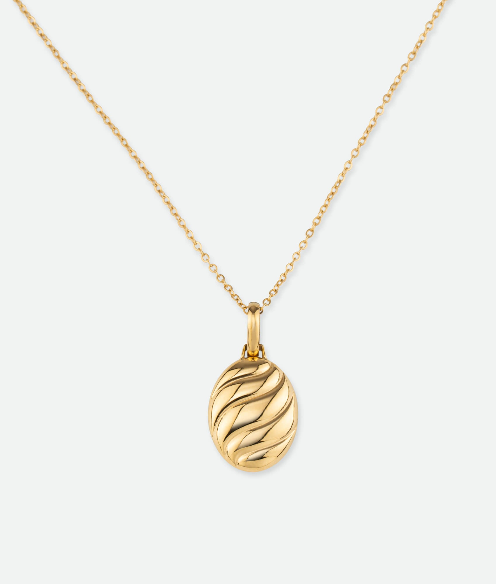 Gold necklace with croissant shaped pendant