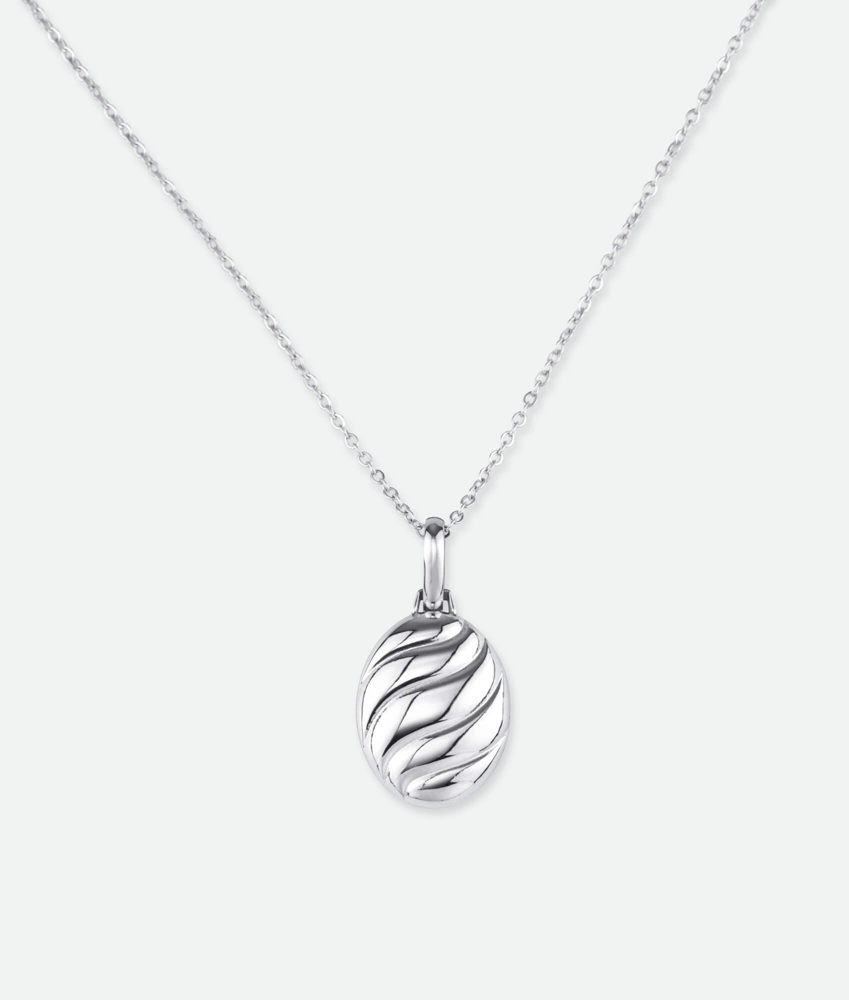 Silver necklace with croissant shaped pendant