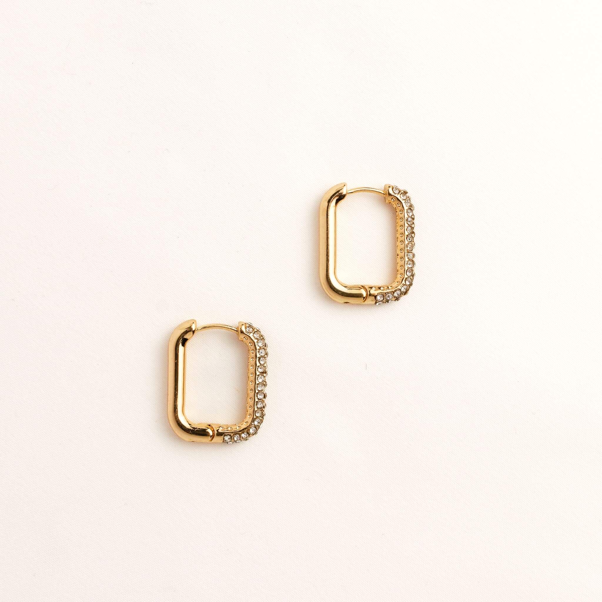 Stone Rectangular Hoop Earrings